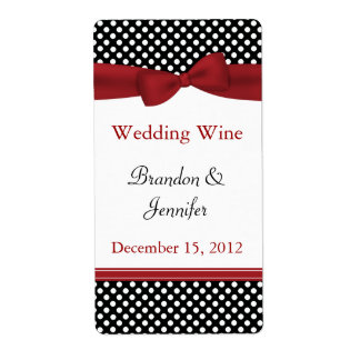 Black & White Polka Dots Wedding Mini Wine Labels