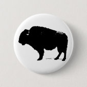 Black & White Pop Art Büffalo Bison Button (Vorderseite)