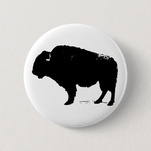 Black & White Pop Art Büffalo Bison Button (Vorderseite)