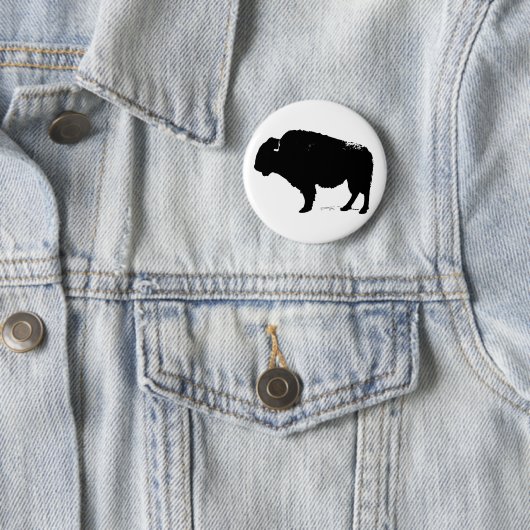 Black & White Pop Art Büffalo Bison Button (Beispiel)