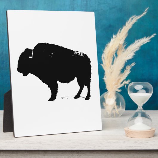 Black & White Pop Art Büffalo Bison Fotoplatte (Seite)