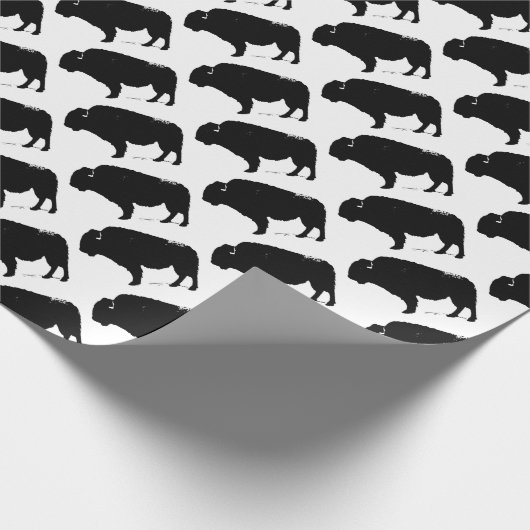Black & White Pop Art Büffalo Bison Geschenkpapier (Ecke)