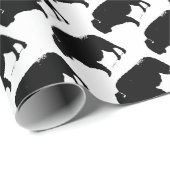 Black & White Pop Art Büffalo Bison Geschenkpapier (Rolleneckpunkt)