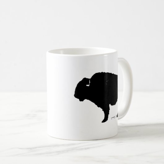 Black & White Pop Art Büffalo Bison Kaffeetasse (VorderseiteRechts)