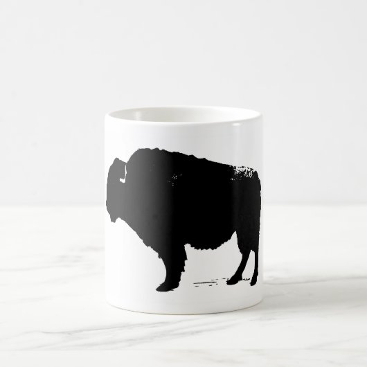 Black & White Pop Art Büffalo Bison Kaffeetasse (Mittel)