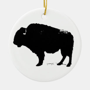 Black & White Pop Art Büffalo Bison Keramik Ornament