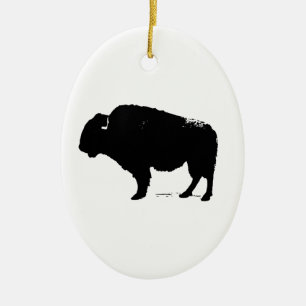 Black & White Pop Art Büffalo Bison Keramik Ornament