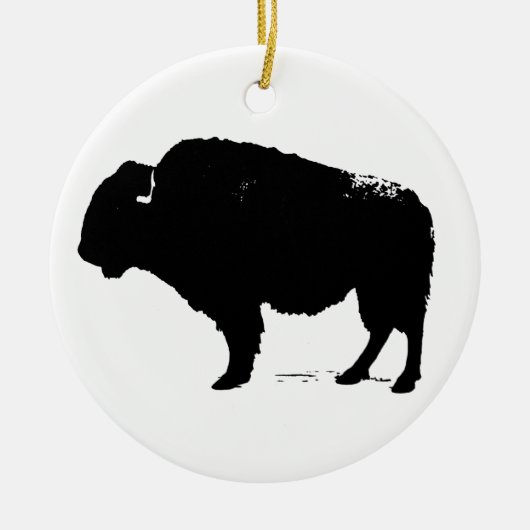 Black & White Pop Art Büffalo Bison Keramik Ornament (Vorne)