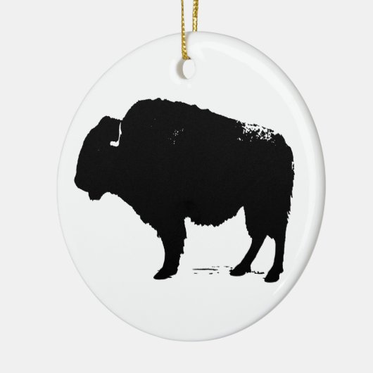 Black & White Pop Art Büffalo Bison Keramik Ornament (Links)