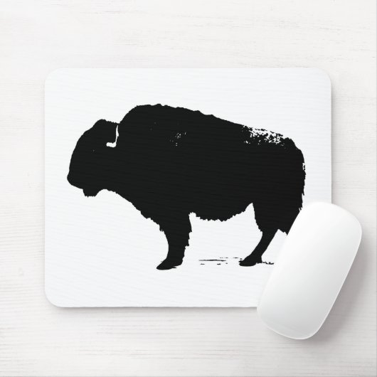 Black & White Pop Art Büffalo Bison Mousepad (Mit Mouse)