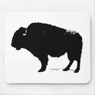 Black & White Pop Art Büffalo Bison Mousepad