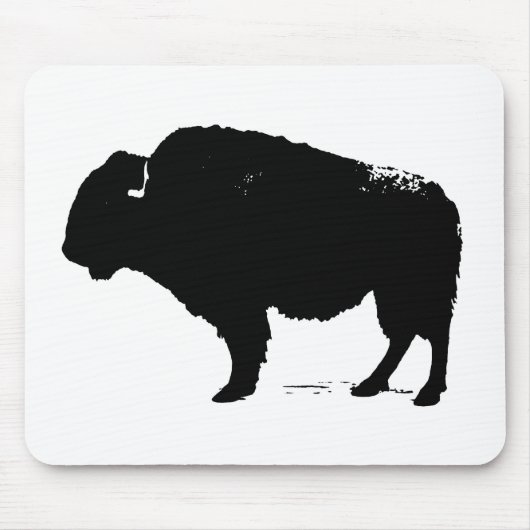 Black & White Pop Art Büffalo Bison Mousepad (Vorne)