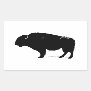 Black & White Pop Art Büffalo Bison Rechteckiger Aufkleber