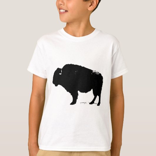 Black & White Pop Art Büffalo Bison T-Shirt (Vorderseite)