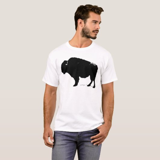 Black & White Pop Art Büffalo Bison T-Shirt (Vorne ganz)