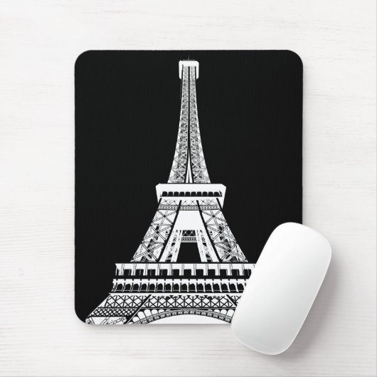 Black & White Pop Art Eiffel Tower Paris Frankreic Mousepad (Mit Mouse)
