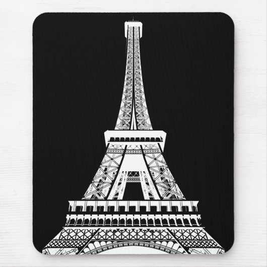 Black & White Pop Art Eiffel Tower Paris Frankreic Mousepad (Vorne)