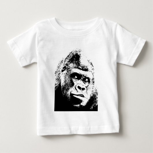 Black White Pop Art Gorilla Baby T-shirt (Vorderseite)