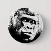 Black White Pop Art Gorilla Button (Vorderseite)