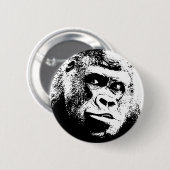 Black White Pop Art Gorilla Button (Vorne & Hinten)
