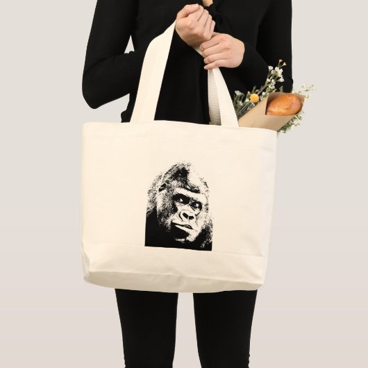 Black White Pop Art Gorilla Jumbo Stoffbeutel (Vorderseite (Produkt))