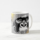 Black White Pop Art Gorilla Kaffeetasse (VorderseiteRechts)