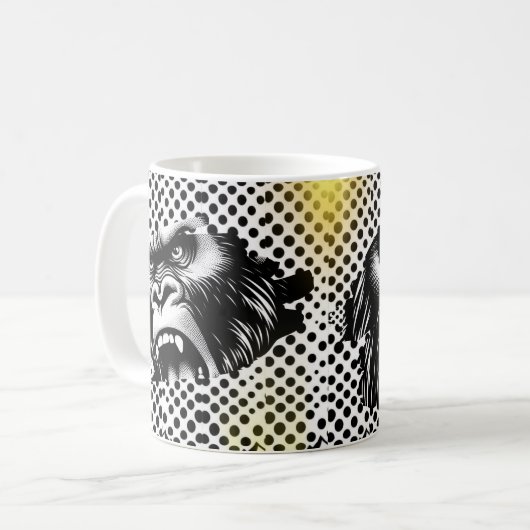 Black White Pop Art Gorilla Kaffeetasse (Vorderseite Links)