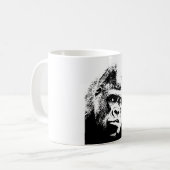 Black White Pop Art Gorilla Kaffeetasse (Vorderseite Links)