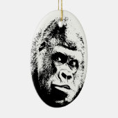 Black White Pop Art Gorilla Keramik Ornament (Rechts)
