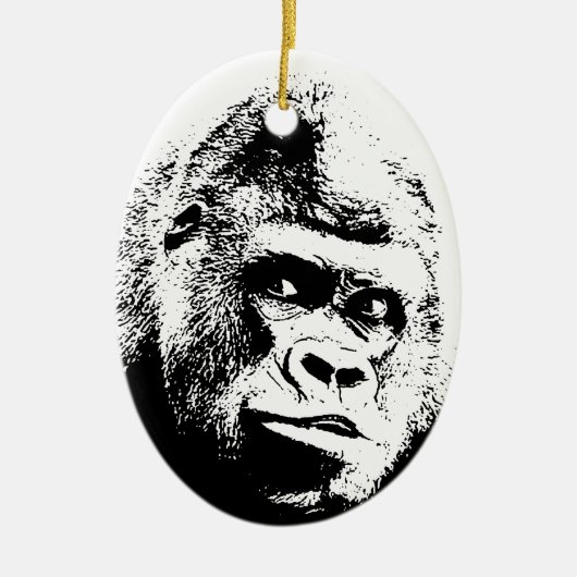 Black White Pop Art Gorilla Keramik Ornament (Vorne)