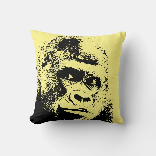 Black White Pop Art Gorilla Kissen (Vorderseite)