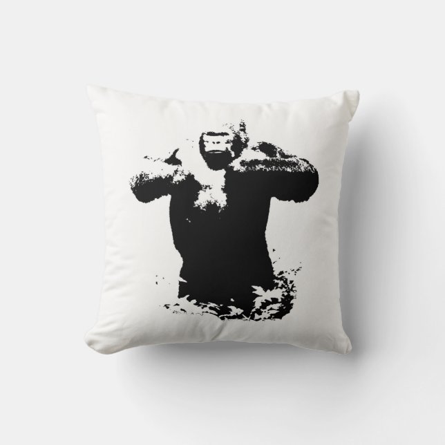 Black White Pop Art Gorilla Kissen (Vorderseite)