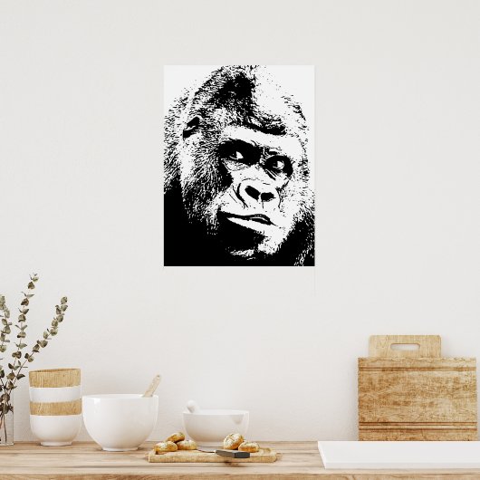 Black White Pop Art Gorilla Poster (Küche)