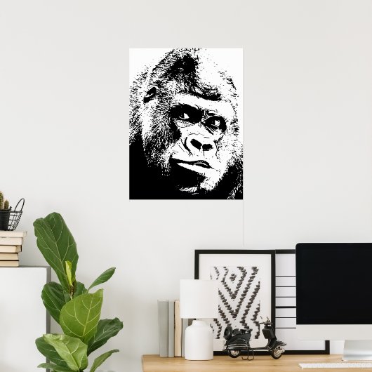 Black White Pop Art Gorilla Poster (Heimbüro)