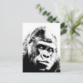 Black White Pop Art Gorilla Postkarte (Stehend Vorderseite)