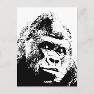 Black White Pop Art Gorilla Postkarte