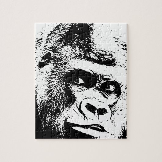 Black White Pop Art Gorilla Puzzle (Vertikal)