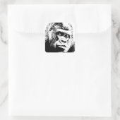 Black White Pop Art Gorilla Quadratischer Aufkleber (Tasche)