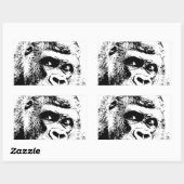 Black White Pop Art Gorilla Rechteckiger Aufkleber (Blatt)