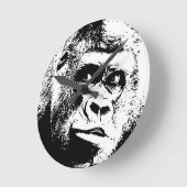 Black White Pop Art Gorilla Runde Wanduhr (Winkel)