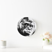 Black White Pop Art Gorilla Runde Wanduhr (Zuhause)