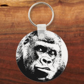 Black White Pop Art Gorilla Schlüsselanhänger (Vorderseite)