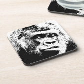 Black White Pop Art Gorilla Untersetzer (Linke Seite)