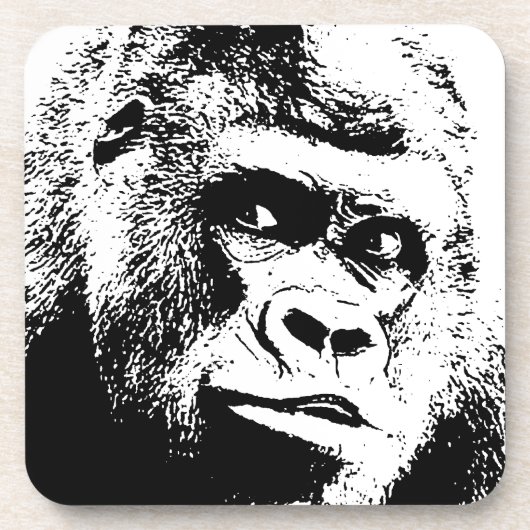 Black White Pop Art Gorilla Untersetzer (Vorderseite)