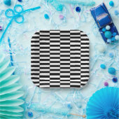 black white pop art grid stripes minimalist pappteller (Party)