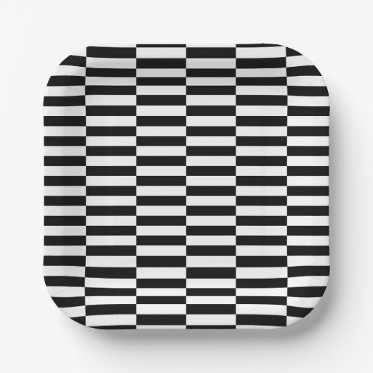 black white pop art grid stripes minimalist pappteller (Vorderseite)