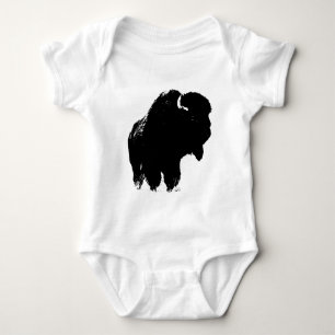 Black & White Pop Bison Buffalo Baby Strampler