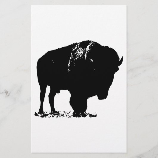 Black & White Pop Bison Buffalo Briefpapier (Vorderseite)
