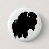 Black & White Pop Bison Buffalo Button (Vorderseite)