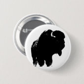 Black & White Pop Bison Buffalo Button (Vorne & Hinten)